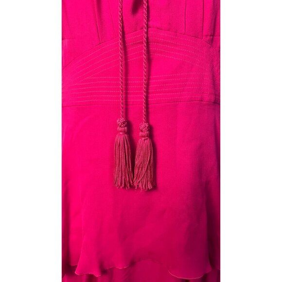 ROBERTO CAVALLI PEASANT BOHO PINK SILK MIDI TIERED DRESS 40 4 - Picture 10 of 15